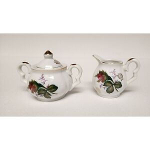 VINTAGE JAPAN MINITURE MOSS ROSE REPLACEMENT CREAMER/SUGAR BOWL